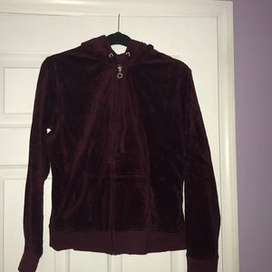 Women's New York and Company Maroon Velour Hoodie